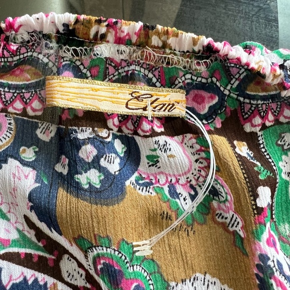 Elan Pink and Purple Long Sleeve V-Neck Sundress - Picture 3 of 4